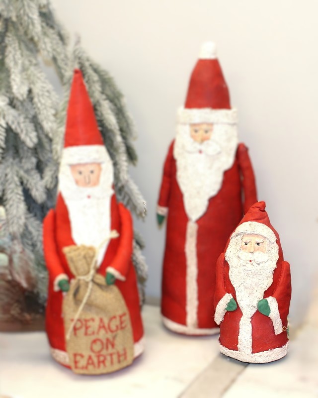 5x4.25x9.5" Handmade Canvas Santa Roly Poly CM3280