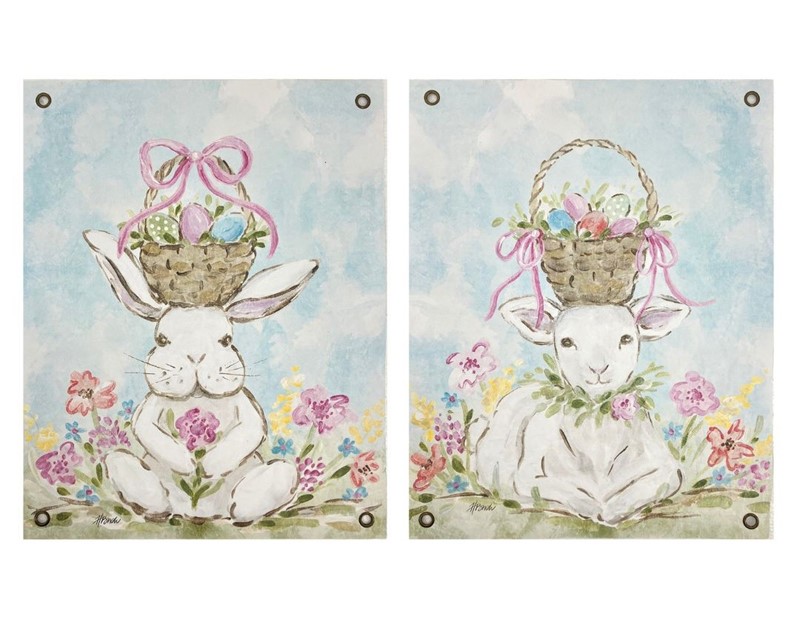 15x19" Art Paper, Bunny and Lamb with Baskets, 2 assorted ©Haley Bush HB2063A