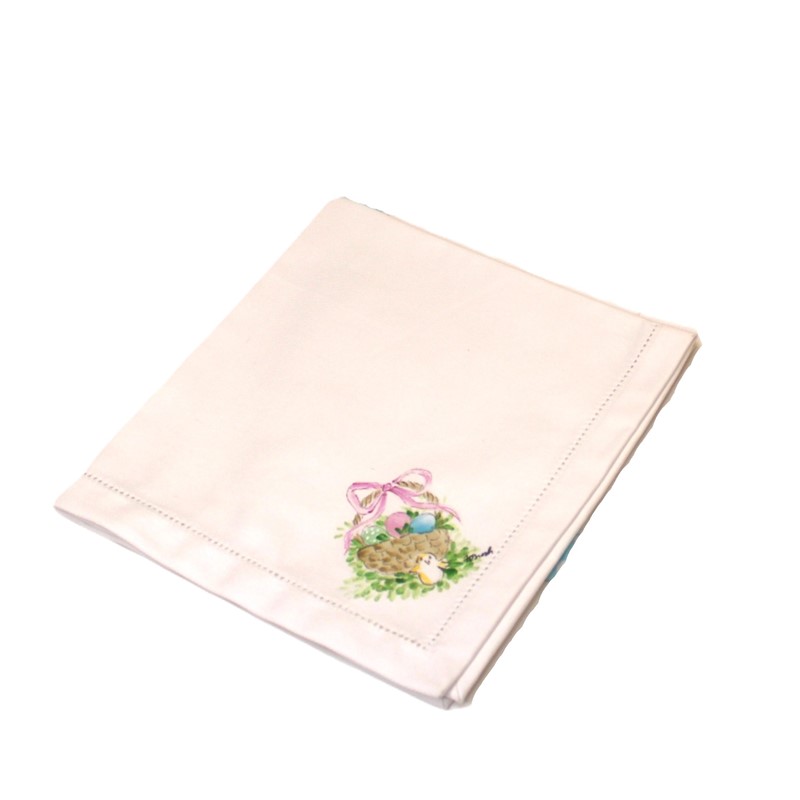 Set/4 18x18" Handpainted Cotton Dinner Napkins, Basket in Grass ©Haley Bush HB2141S
