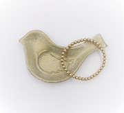4.75x3x.5" Cast Iron Bird Trinket Dish, Gold HD5219 View 2