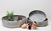 Set/3 Galvanized Bowls with Gold Trim  15.5" 13.25" 11.75" ATL7008 View 2