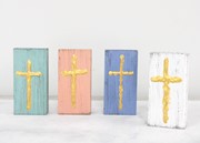 2x4" Wood Block with Handpainted Cross, 4 Assorted HD6096A View 2