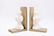 Set/2 Wood Finial Bookends, 6x8.5x3.75" HD6030 View 2