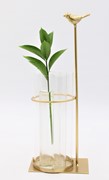 4.5x11" Test Tube Vase x7, Gold Metal Bird HD6418 View 2