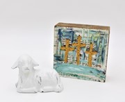 4x4" Handpainted Wood Block, Cross Trio ©Anne Smith AS9008 View 2