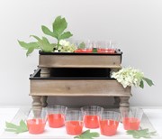Set/2 Wood Risers with Legs, Metal Tray Inserts, 15.5x11.75x7", 10.5x9.75x5.5" HD7011S View 2