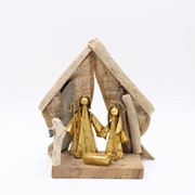 9.5x8.5" Driftwood Creche with Burlap CM5732 View 2