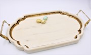 20.25x11.75" Wood Tray, White with Antiqued Gold Trim HD4260 View 2