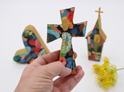 Handpainted Wood Cutout Block, 3 Assorted, see sizes ©Jill Alford JA1001A View 2