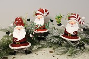 6.75-7.25" Metal Ornament w/ Glitter, Whimsical Santa, 3 assorted CM1125A View 2