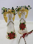 4.5x11" Capiz Angel w/ Poinsettia Design, Harp/Trumpet, 2 assorted CM1119A View 2
