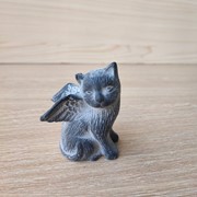 2.5x2x3" Cast Iron Angel Kitty, Slate with White Wash HD7124 View 2
