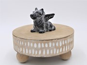 3.5x2x3" Cast Iron Angel Dog, Slate with White Wash HD7125 View 2