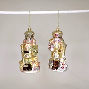 4x8" Blush Nutcracker Blown Glass Ornament, 2 assorted CM3031A View 2