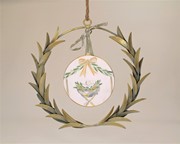 14x2x13" Metal Laurel Wreath, Sage with Gold Brush CM3150 View 2