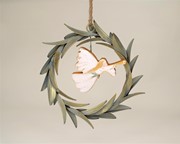 11x2x11" Metal Laurel Wreath, Sage with Gold Brush CM3151 View 2