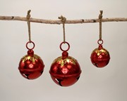 6.5x6.5x10" Red Metal Bell with Gold Ornate Topper, Glitter Finish CM3157 View 2