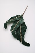 21" Sage Green Velvet Leaf Stem x3 with Glitter FLX6000 View 2