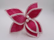 14" Bright Pink Chenille Poinsettia Pick with Pom Pom Trim and Center FLX6058 View 2