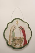 22x24" Handpainted Door Décor, Holy Family Scalloped Trim, Glittered ©Haley Bush HBX1346 View 2