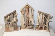 Set/3 Driftwood Nativity Scene in Creche, 18x3.5x11" CM3174S View 2