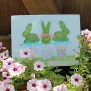 8x1.5x6" Handpainted Canvas Table Sign, Bunny Topiary Trio ©Haley Bush HB2089 View 2