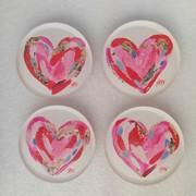 Set/4 4" Acrylic Coasters in Metal Stand, Hearts ©Haley Bush HB2104S View 2