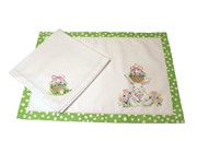 Set/4 18x18" Handpainted Cotton Dinner Napkins, Basket in Grass ©Haley Bush HB2141S View 2