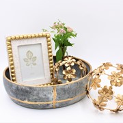 Set/3 Galvanized Bowls with Gold Trim  15.5" 13.25" 11.75" ATL7008 View 3