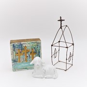 4x4" Handpainted Wood Block, Cross Trio ©Anne Smith AS9008 View 3