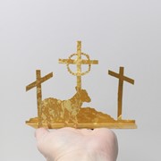 5x2x6" Metal Crosses/Lamb Silhouette, Gold JM92019 View 3