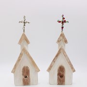 5.5x13.5" Wood Church with Pearl Cross Steeple HD4300 View 3