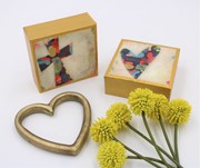 4x4" Handpainted Wood Block Sign, Abstract Cross/Heart, 2 Assorted ©Jill Alford JA1000A View 3