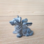 3.5x2x3" Cast Iron Angel Dog, Slate with White Wash HD7125 View 3
