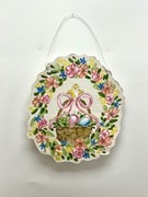 20x23.5" Handpainted Burlap Door Décor, Floral Egg Easter Basket ©Haley Bush HB2093 View 3