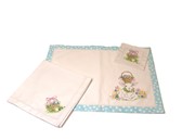Set/4 18x18" Handpainted Cotton Dinner Napkins, Basket in Grass ©Haley Bush HB2141S View 3