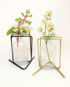 3.5" Metal Stand with Glass Vase, Gold HD206G View 4