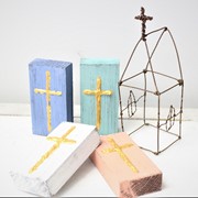 2x4" Wood Block with Handpainted Cross, 4 Assorted HD6096A View 4