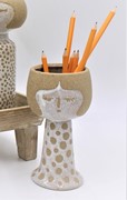 4x7" Ceramic Face Vase, Natural White HD6408 View 3