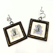 4x4" Wood Frame, Wire with Pearls, Dog Art, 6 Assorted ©Megan Grinder MG1004A View 4