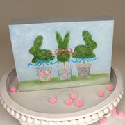 8x1.5x6" Handpainted Canvas Table Sign, Bunny Topiary Trio ©Haley Bush HB2089 View 4