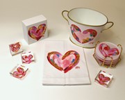 Set/4 4" Acrylic Coasters in Metal Stand, Hearts ©Haley Bush HB2104S View 4