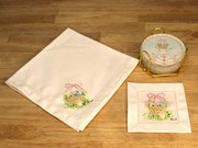 Set/4 18x18" Handpainted Cotton Dinner Napkins, Basket in Grass ©Haley Bush HB2141S View 4