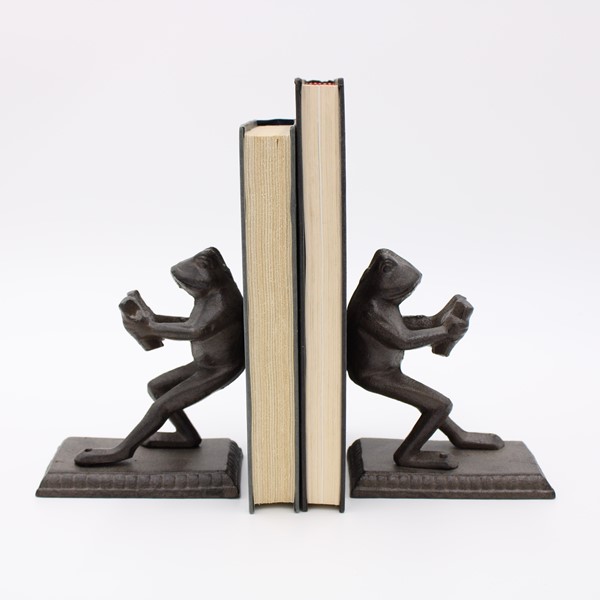 Set/2 Cast Iron Frog Bookends, 5x5.5x3.25" HD5233