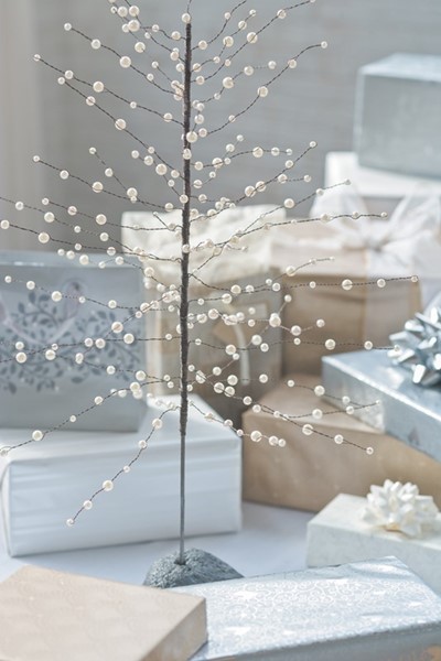 25" Jeweled Tree with Stone Base, Pearl, Small JM84320