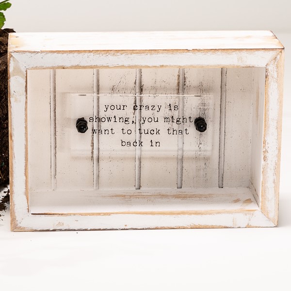 6.5x4.5x2" Your Crazy is Showing Box Sign, Wood with Acrylic HD6036