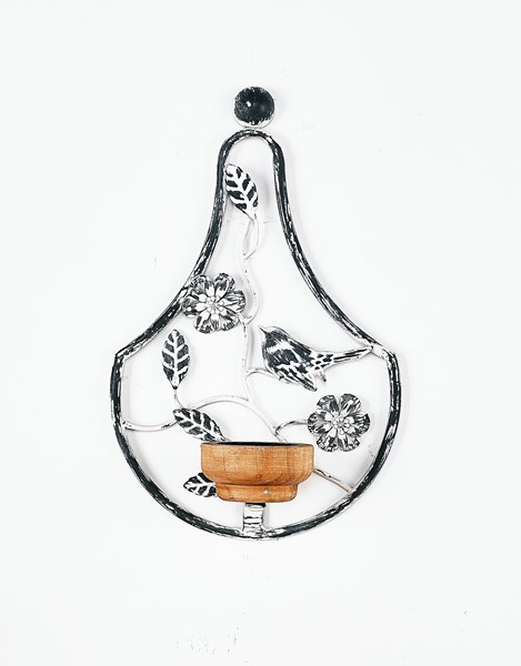 8x13" Metal and Wood Bird Wall Sconce, USE LED CANDLE ONLY HD6388
