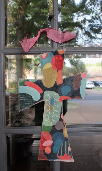 14x24" Handpainted Door Decor, Abstract Cross ©Jill Alford JA1004