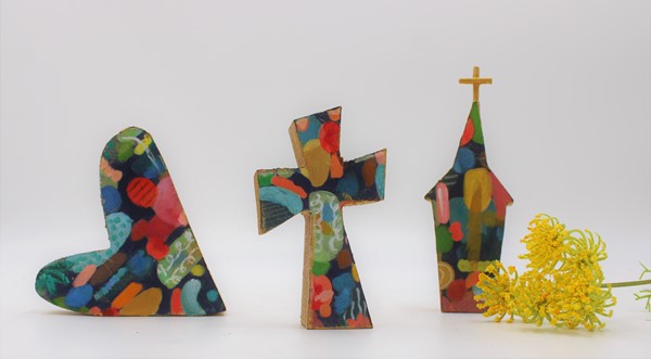 Handpainted Wood Cutout Block, 3 Assorted, see sizes ©Jill Alford JA1001A