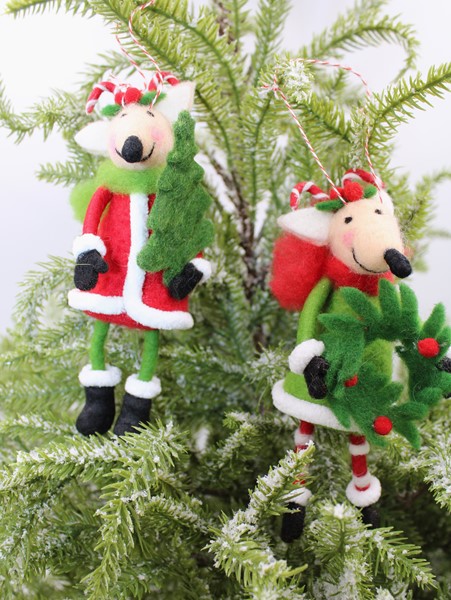 2.75x6.25" Whimsical Felt Reindeer Ornament, 2 assorted CM1167A